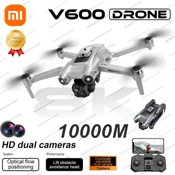 Xiaomi V600 Drone 8K Mini 4 Professional HD Dual Cameras Optical Flow Positioning Auto Avoidance WIFI UAV GPS Quadcopter 10000M