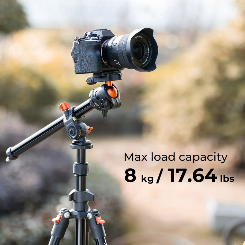 K&F CONCEPT 76.7 inch Camera Tripod Rotatable Multi-Angle Center Column Lightweight Travel Outdoor DSLR Tripods For Camera Phone