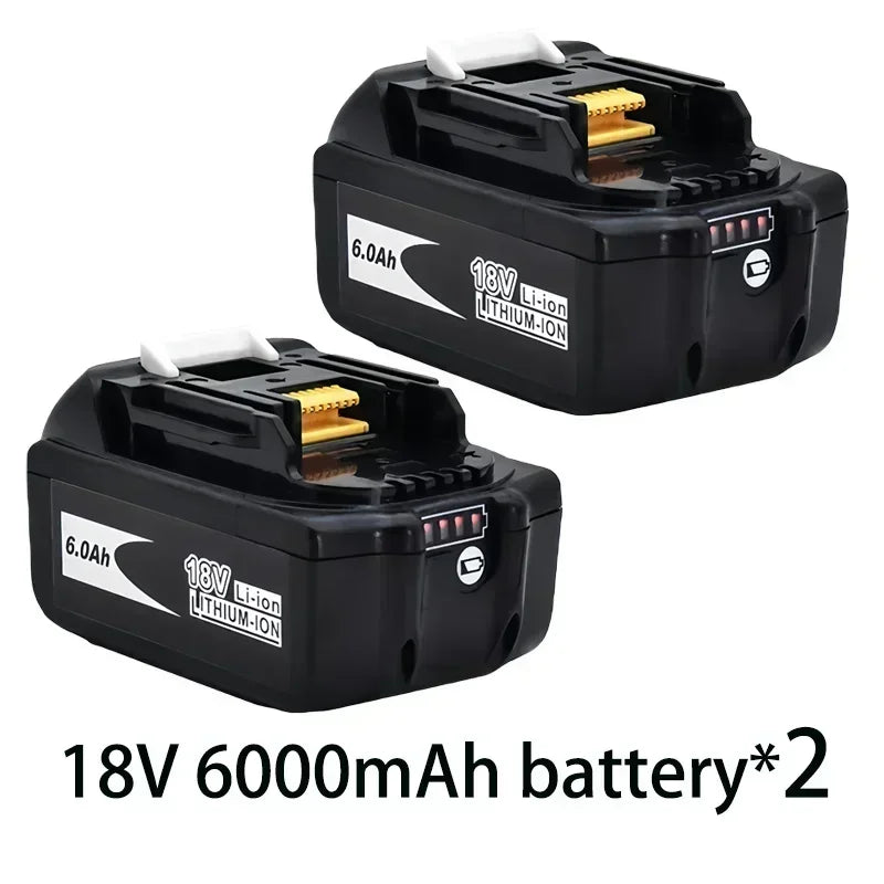 18V 6000mAh Rechargeable Power Tools Battery with LED Li-ion Replacement LXT BL1860B BL1860 BL1850+2A Charger