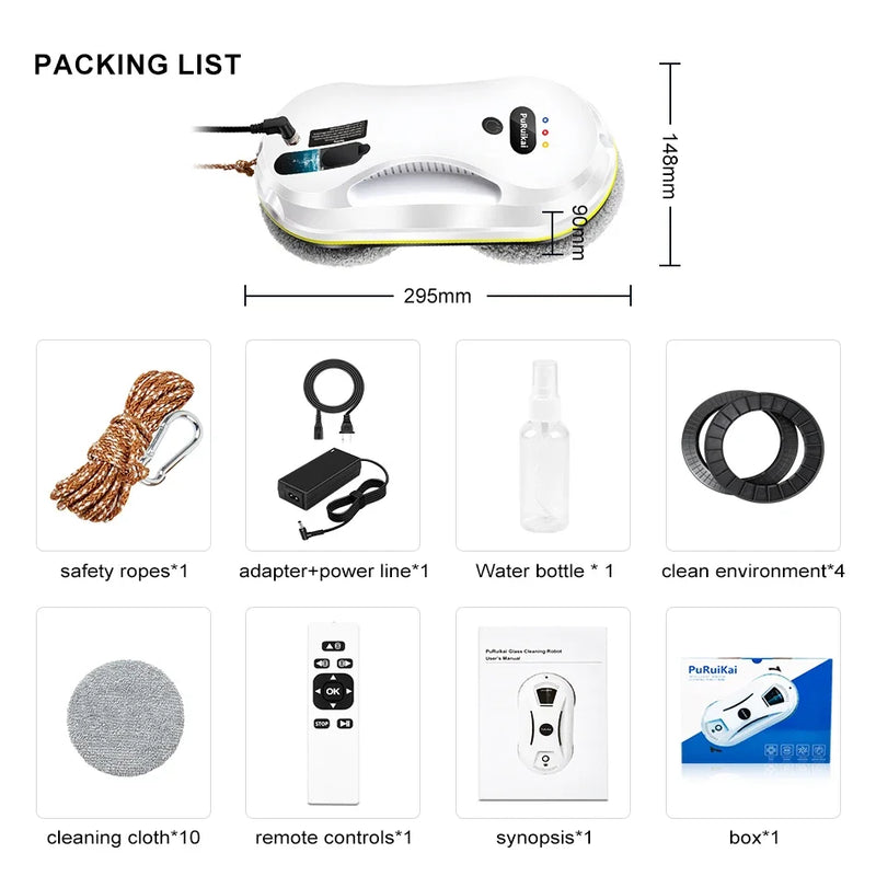 PuRuiKai Window Cleaning Robot Vacuum Cleaner, Window Cleaning Robot, Water Spray Glass Cleaning Robot, Water Spray