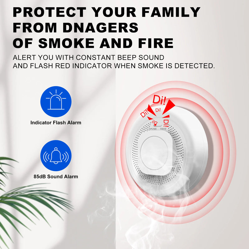 Kemek Tuya ZigBee Smoke Detector Wireless Smart Fire Alarm Sensor Supports APP Instant Notification 85 dB Alarm Battery Powered