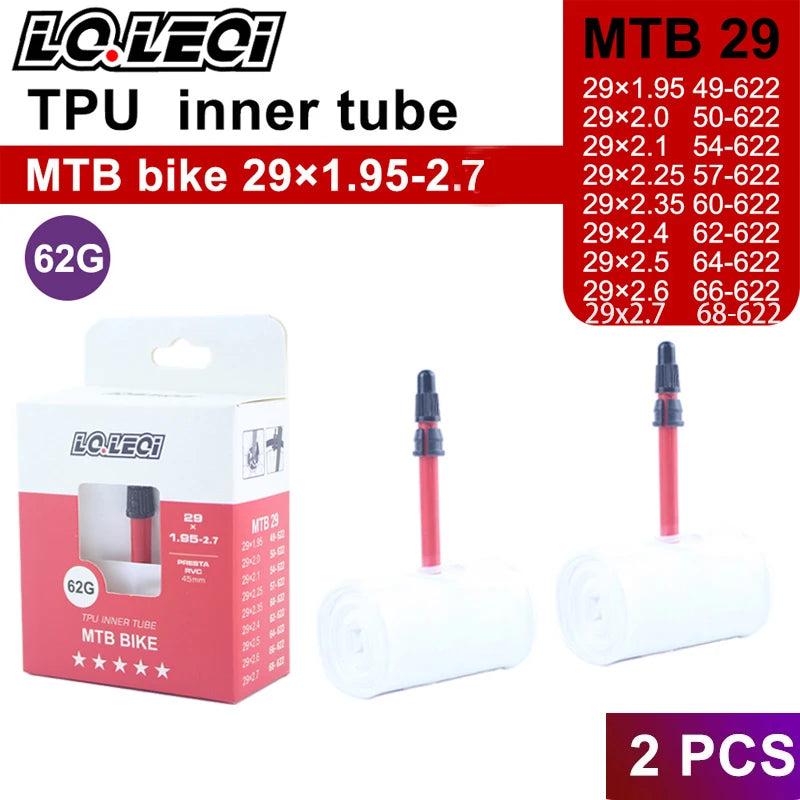 LQLEQI MTB 26 27.5 29 Bicycle Inner Tube Ultra Light Camera TPU 29x1.95 2.0 2.1 2.2 2.3 2.4 2.5 2. 6-inch mountain bike tires