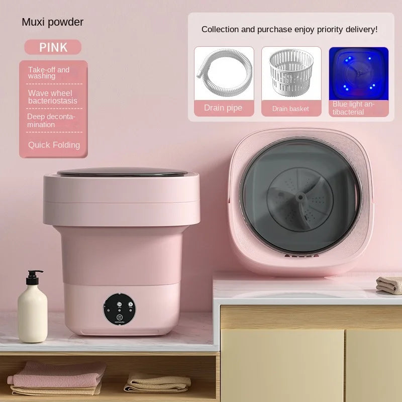 6L/11L Portable Folding Washing Machine Big Capacity With Spin Dryer Bucket for Clothes Travel Home Underwear Socks Mini Washer