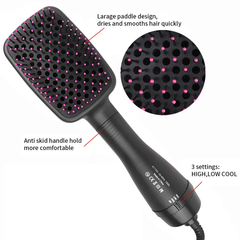 3 in 1 Hair Dryer Brush Dryer and Straightening Brush One Step Hot Air Brush Women's Hair Brush Professional Hair Straightener