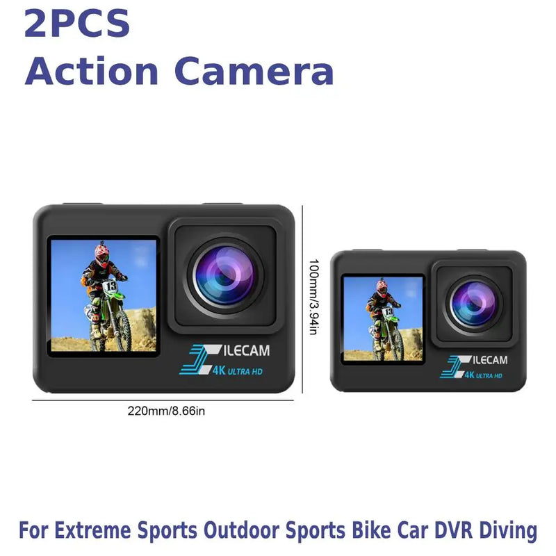 1/2PCS Dual Screen 4K Waterproof Sports Camera Touch WiF Smart RC Aerial for Extreme Sports Outdoor Sports Bike Car DVR Diving