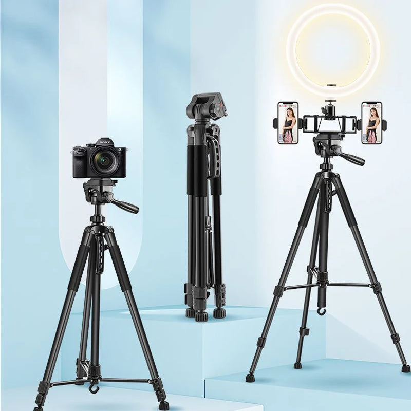 210cm Camera Tripod Aluminum Travel Tripods Compatible with DSLR SLR Canon Nikon iPhone Video Live Stream Vlogging Photography