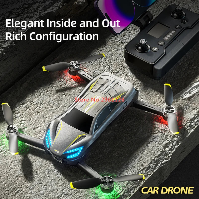 WIFI FPV RC Drone Car HD Dual Camera Brushless With Lights Kids Toys Electric Adjustment Remote Control Optical Flow Quadcopter