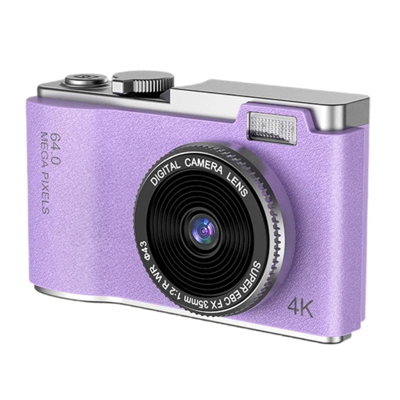 Digital Camera 4K HD Kid Camera 64MP Autofocus Vlogging Camera 2.4 inch Retro Fashion Portable Video Camcorder for Beginners