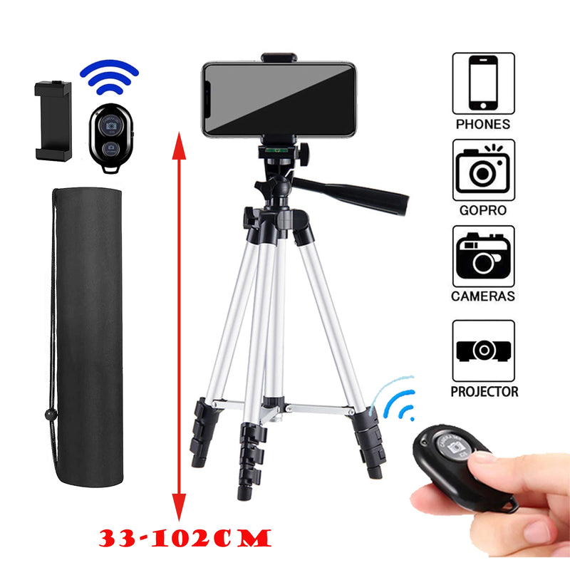 NA-3120 Phone Tripod Stand 102cm Universal DSLR Photography for Gopro iPhone Phone Aluminum Travel Tripod Par with Selfie Remote