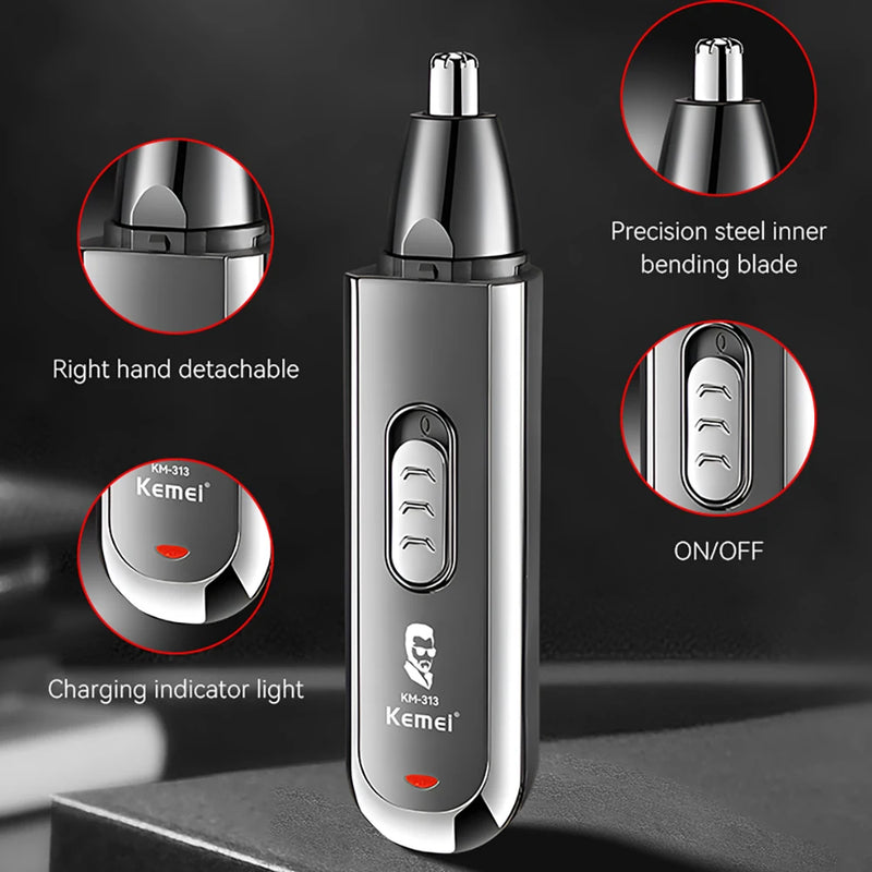 Kemei Multifunction Ear and Nose Hair Trimmer Eyebrow Facial Sideburns Hair Trimmer Men Body Grooming TYPE-C USB Rechargeable