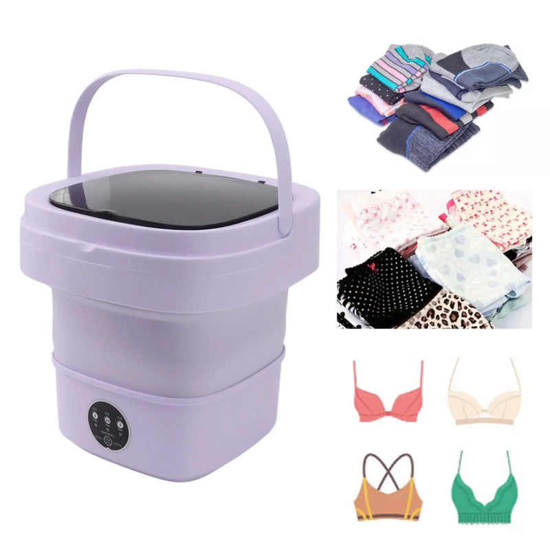 6L Portable Small Foldable Washing Machine with Spin Dryer For Socks Underwear Panties Washer Household Mini Washing Machine