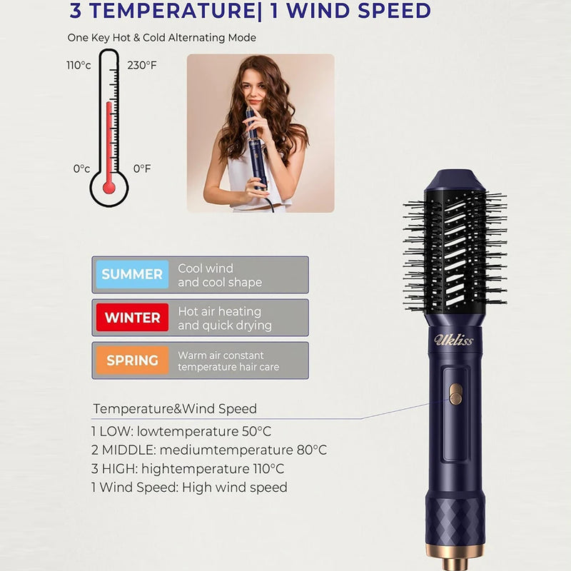 6 in 1 Blow Dryer Brush Auto Air Curling Iron Negative Ionic Hair Dryer Brush Set with Thermal Brush 60000RPM Hot Air Brush