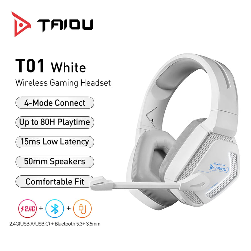 TAIDU T01 Gaming Headset High Quality Wireless Bluetooth Headphones 50mm Wired Quad-mode Earphone Gamer's Choice For PC Laptop