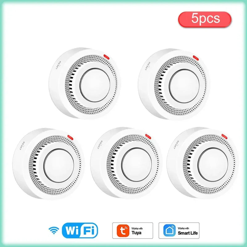 Tuya WIFI Smoke Detector Fire Protection Alarm Sensor Independent Wireless Battery Operated Smart Life Push Alert Home Security