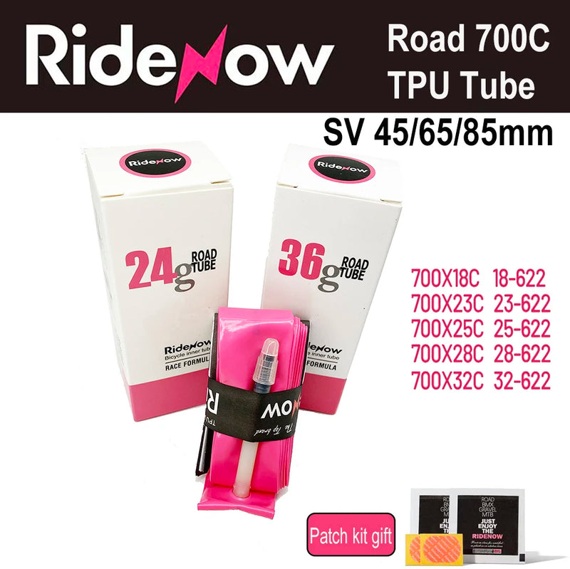 Ridenow TPU Bike Inner Tube Ultralight Road Bike Camera 700x18 23 25 28 32 35 37 40 47C MTB Bike Tube 29x1.5 1.75 French Vavle