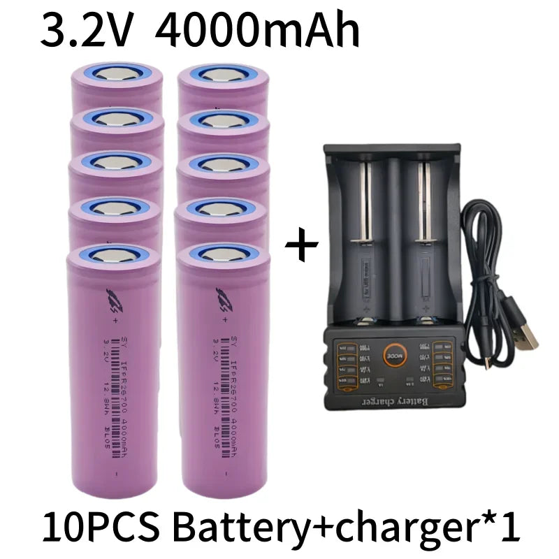 26700 3.2V 4000mAh LiFePO4 Rechargeable Battery lpega DIY Suitable for LED Flashlights and Lithium-ion Battery Packs