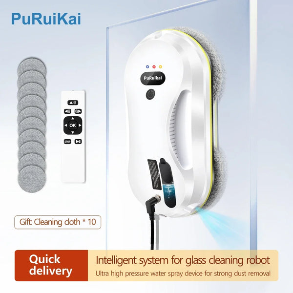 PuRuiKai Window Cleaning Robot Vacuum Cleaner, Window Cleaning Robot, Water Spray Glass Cleaning Robot, Water Spray