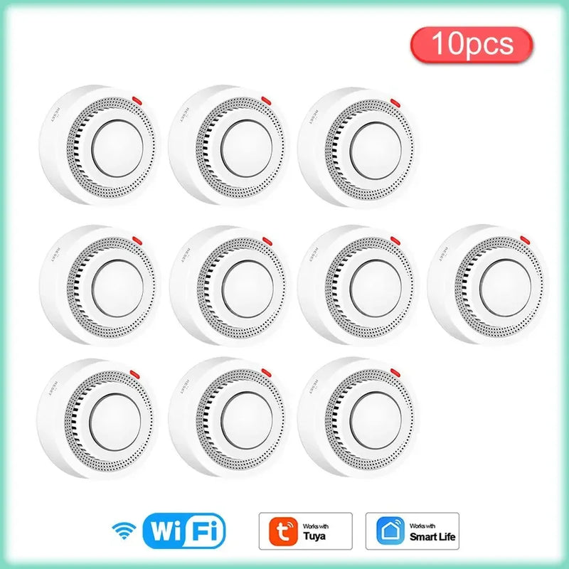 Tuya WIFI Smoke Detector Fire Protection Alarm Sensor Independent Wireless Battery Operated Smart Life Push Alert Home Security