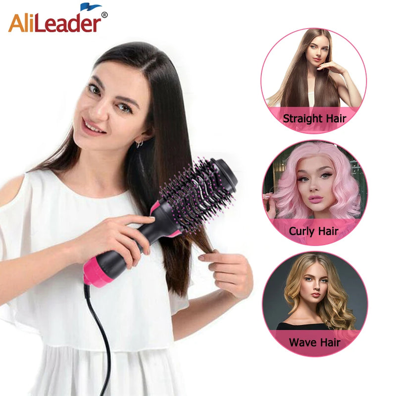 One Step Hot Air Brush Salon Professional Hair Dryer & Volumizer Hot Air Brush Negative Ion Generator Hair Straightener Curler