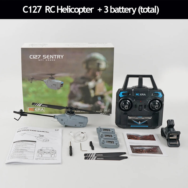 New! C127 RC Helicopter 720P RC Drone Camera Wide Angle 2.4GHz 6-Axis Wifi Single Paddle Optical Flow RC Toy