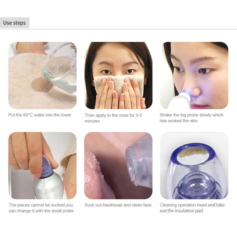 Electric Small Bubble Blackhead Remover USB Water Cycle Pore Acne Pimple Removal Vacuum Suction Facial Nose Cleaner Tool LESEN