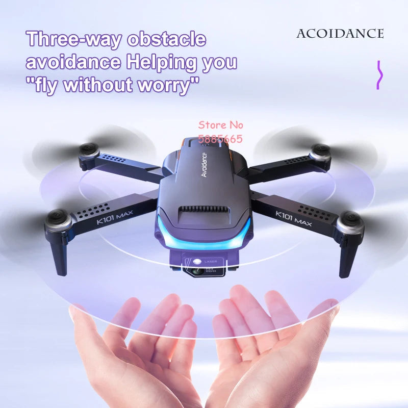 Three Way Obstacle Avoidance WiFi FPV 4K Remote Control Drone 2.4G One Key Return Optical Flow Foldable RC Quadcopter Drone Toy