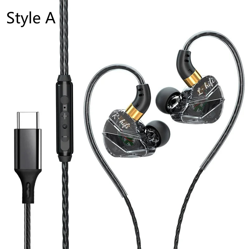 OLAF DAC Type C Earphones Wired Headset USB C Gamer Headphones Cable Handsfree Type-C Earbuds For iPhone 15 Samsung Xiaomi Phone