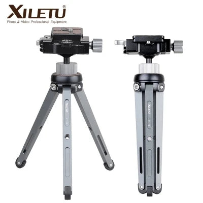 XILETU XT-15 Aluminum Alloy Mini Tripod Lightweight Portable Bracket Desktop Ball Head for DSLR Mirrorless Camera Smartphone