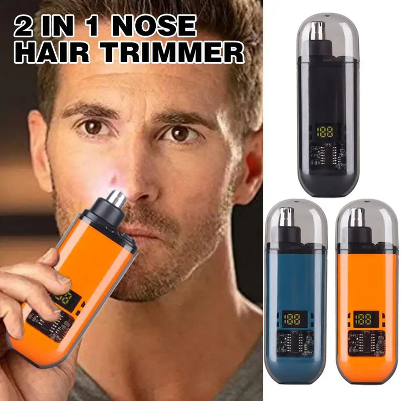 2 In 1 Electric Portable Ear And Nose Hair Trimmer 2024 Professional Painless Portable Eyebrow For Men