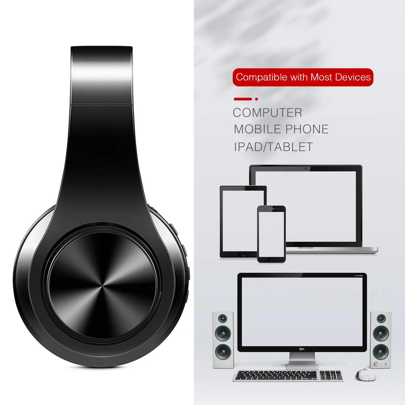 2025 Upgrading Wireless Bluetooth Headphones Stereo Headset Music Sports Overhead Earphone with Mic for Smart Phone TV PC Tablet