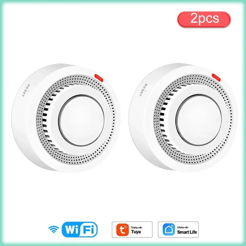 Tuya WIFI Smoke Detector Fire Protection Alarm Sensor Independent Wireless Battery Operated Smart Life Push Alert Home Security