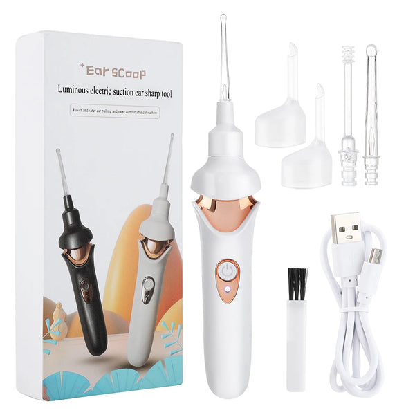 Electric Luminous Ear Wax Suction Remover Ear Pick Set Rechargeable LED Light Visual Ear Cleaner Tool For Children Adults