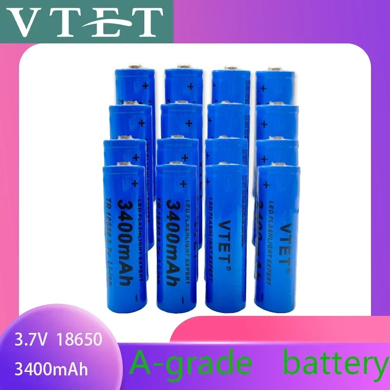 2024 New 18650 3.7V 3400mAh Rechargeable Battery for Flashlight, Lithium ion Battery, Toy and Home Appliances A-grade battery