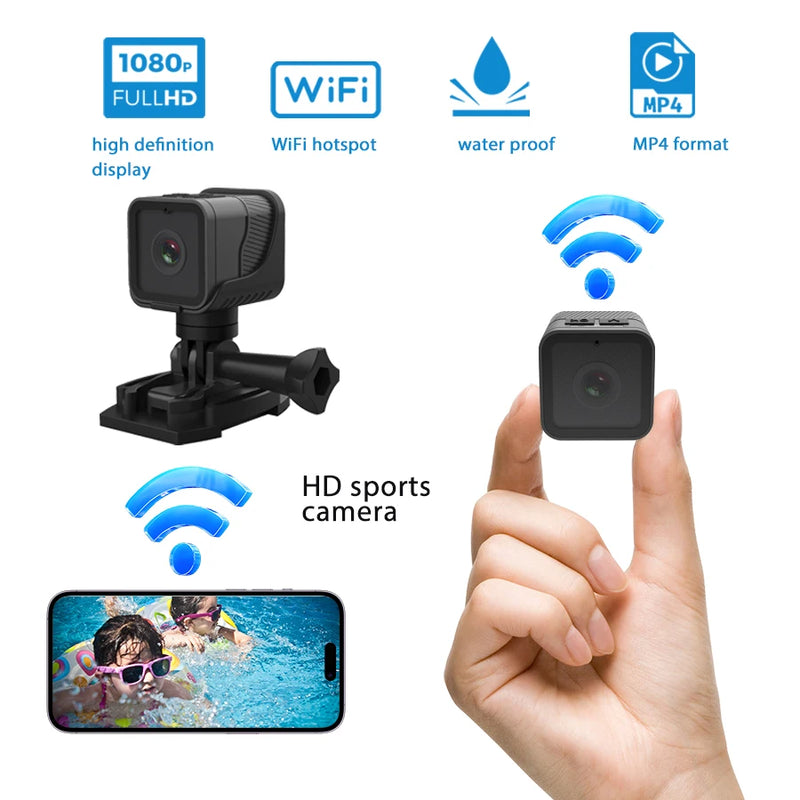 Mini HD1080P outdoor portable bicycle camera, small outdoor WiFi pet camera, motion detection nanny camera