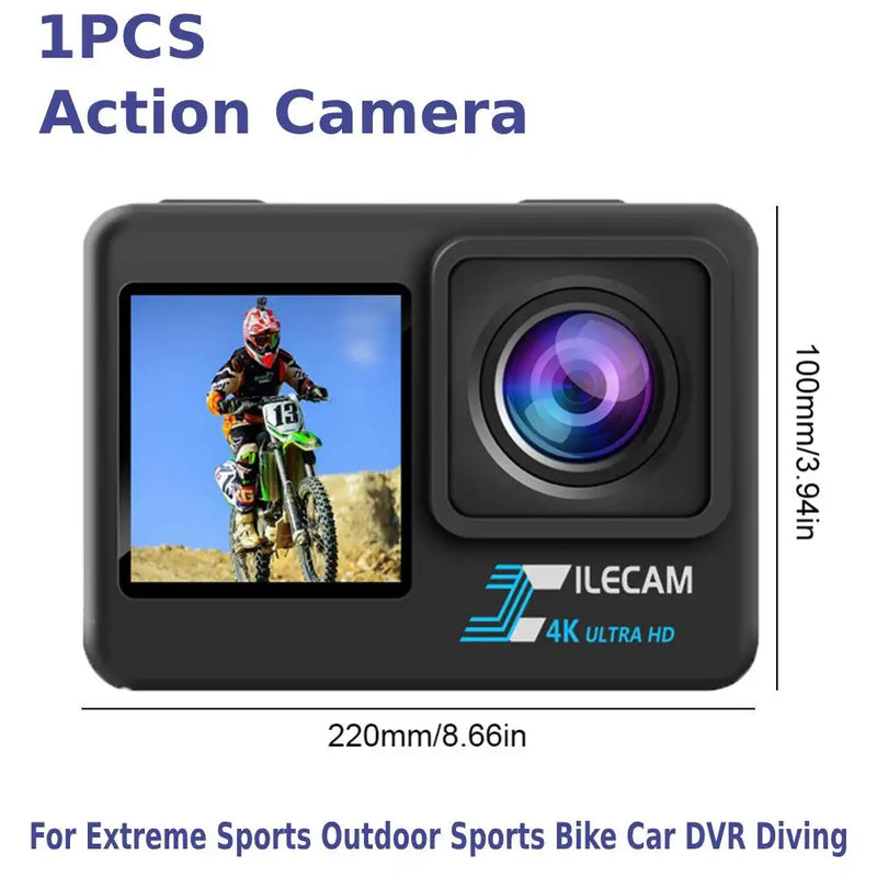 1/2PCS Dual Screen 4K Waterproof Sports Camera Touch WiF Smart RC Aerial for Extreme Sports Outdoor Sports Bike Car DVR Diving