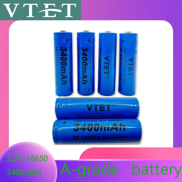 2024 New 18650 3.7V 3400mAh Rechargeable Battery for Flashlight, Lithium ion Battery, Toy and Home Appliances A-grade battery