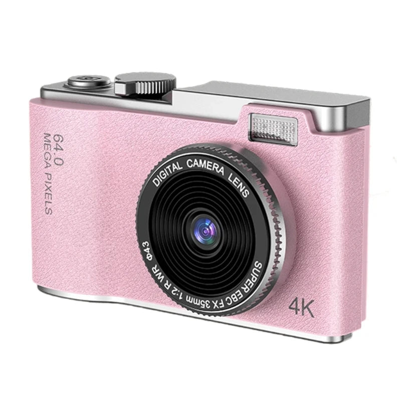 Digital Camera 4K HD Kid Camera 64MP Autofocus Vlogging Camera 2.4 inch Retro Fashion Portable Video Camcorder for Beginners