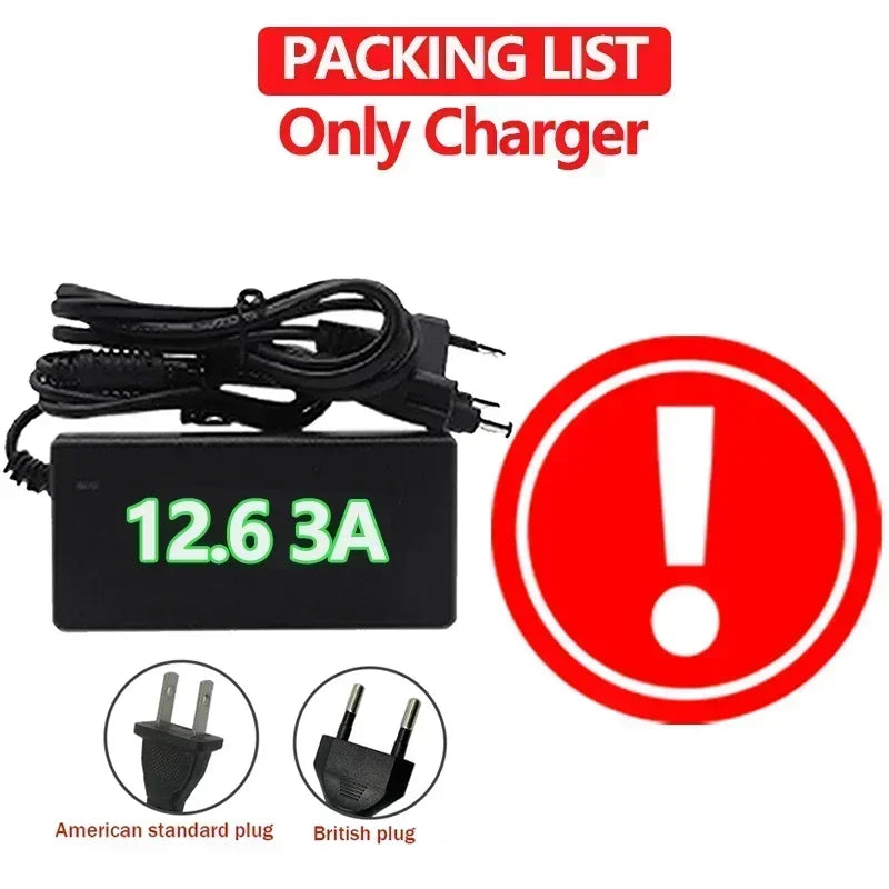 12v 12000mAh18650 rechargeable battery pack DC 12.6V 120Ah battery for solar energy electric vehicle battery+12.6v3A charger