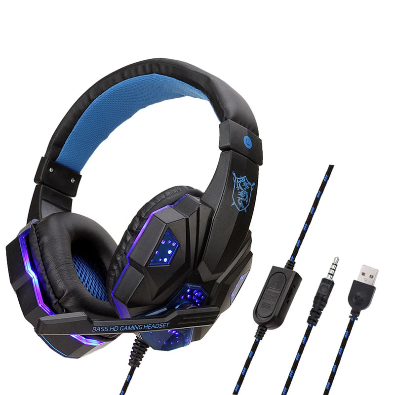 Headband Gaming Headset HiFi Stereo Sound Mute Noise Canceling Gaming Headset with Microphone Breathing Lights