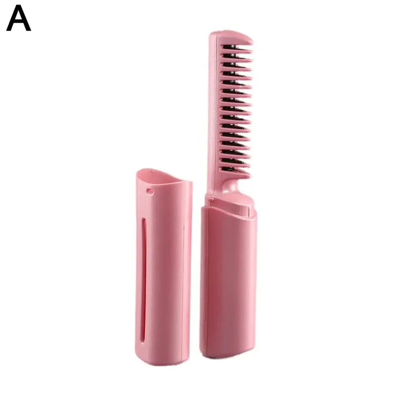 2In1 Wireless Hair Hot Comb Mini Usb Charging Straightener Portable Care Negative Ion Fast Hair Hair Styling Heating Tools C9W4