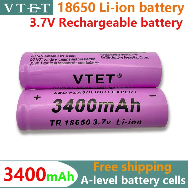 2024 New 18650 Battery Lithium Rechargeable  3400mAh Lithium Battery 3.7 V for Bright Flashlight Toy Rechargeable Battery