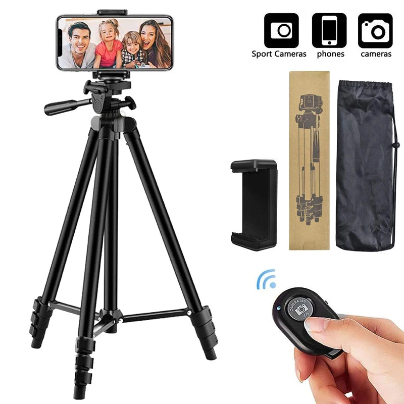 DSLR Tripod For Phone Camera Tripod Stand with Bluetooth Remote Phone Holder Lightweight Universal Photography For IPhone Huawei