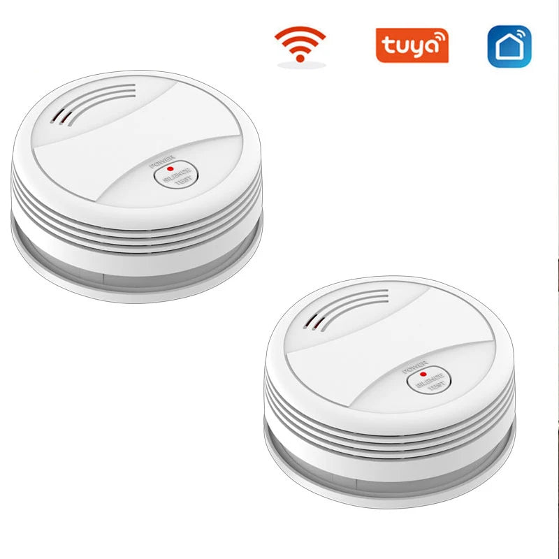 Tuya WiFi Smoke Alarm Fire Protection Smoke Detector Fire Alarm Home Security System Firefighters Smoke Sensor