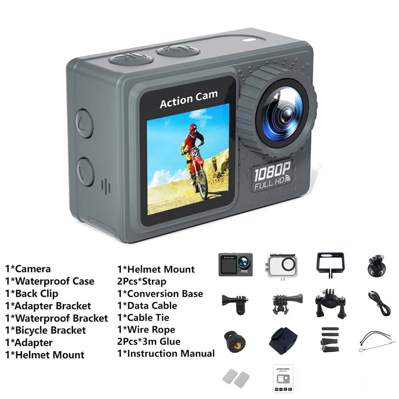 5K 4K 1080P Sport Camera Anti-shake WIFI Action Video Cam Dual Screen Outdoor Cycling Camera 30m Waterproof with Remote Control