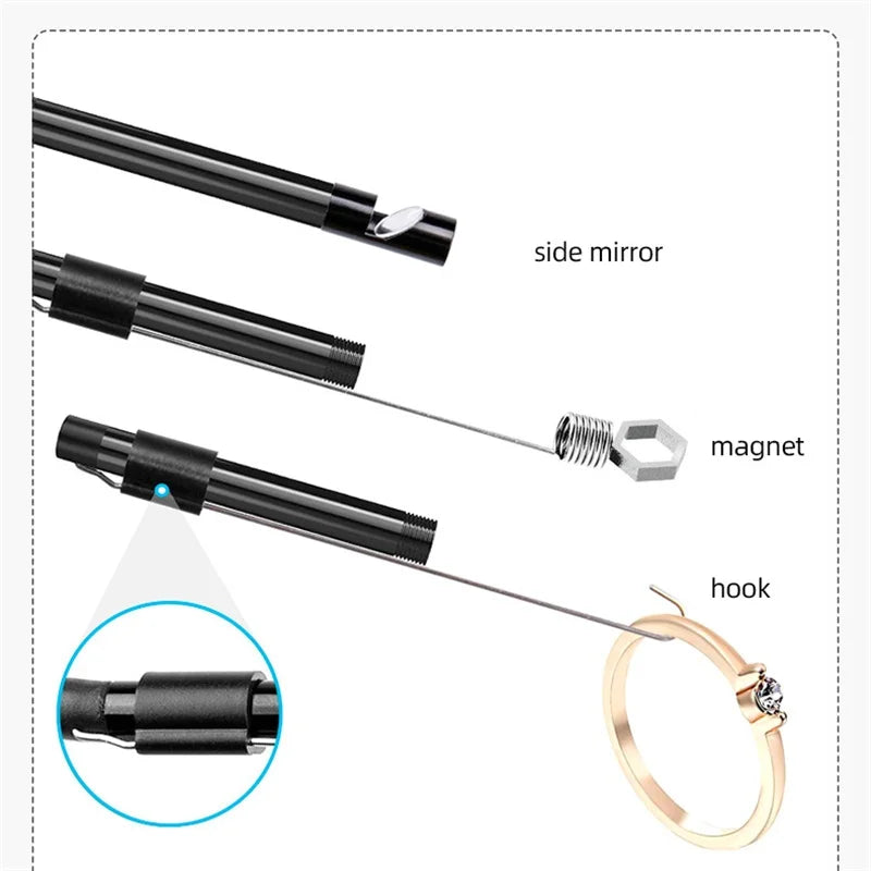 KERUI 7mm Flexible Mini Camera 3-in-1 Endoscope Camera for Android PC Waterproof Inspection Borescope for Pipeline Maintenance