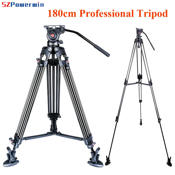 Powerwin PW-180D Professional Heavy Duty 72" Aluminum Tripod Light Stand with Fluid Head for DSLR Cameras and Gimbals