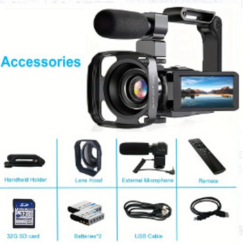 Video Camera 3 Inch LCD Touch Screen 60FPS/64MP 18x Digital Zoom Camera Recorder Ultra HD WIFI Portable Recording Camcorder