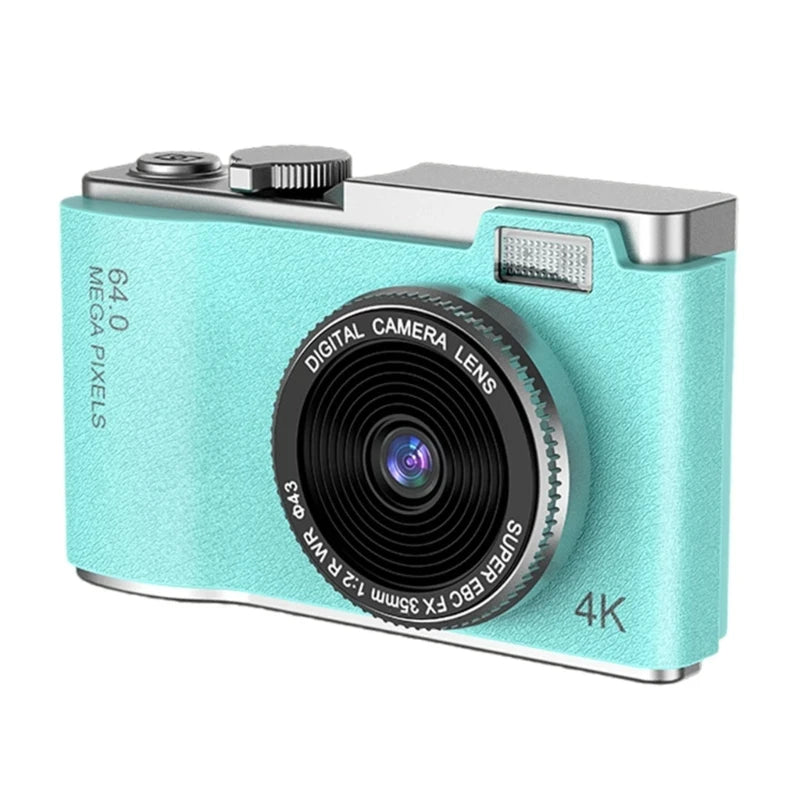 Digital Camera 4K HD Kid Camera 64MP Autofocus Vlogging Camera 2.4 inch Retro Fashion Portable Video Camcorder for Beginners