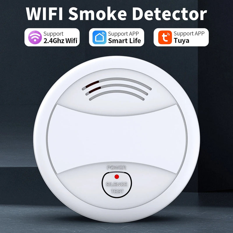 Tuya WiFi Smoke Alarm Fire Protection Smoke Detector Fire Alarm Home Security System Firefighters Smoke Sensor