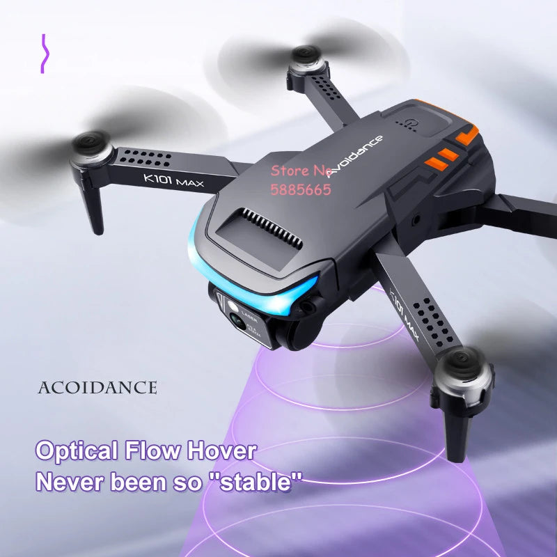 Three Way Obstacle Avoidance WiFi FPV 4K Remote Control Drone 2.4G One Key Return Optical Flow Foldable RC Quadcopter Drone Toy